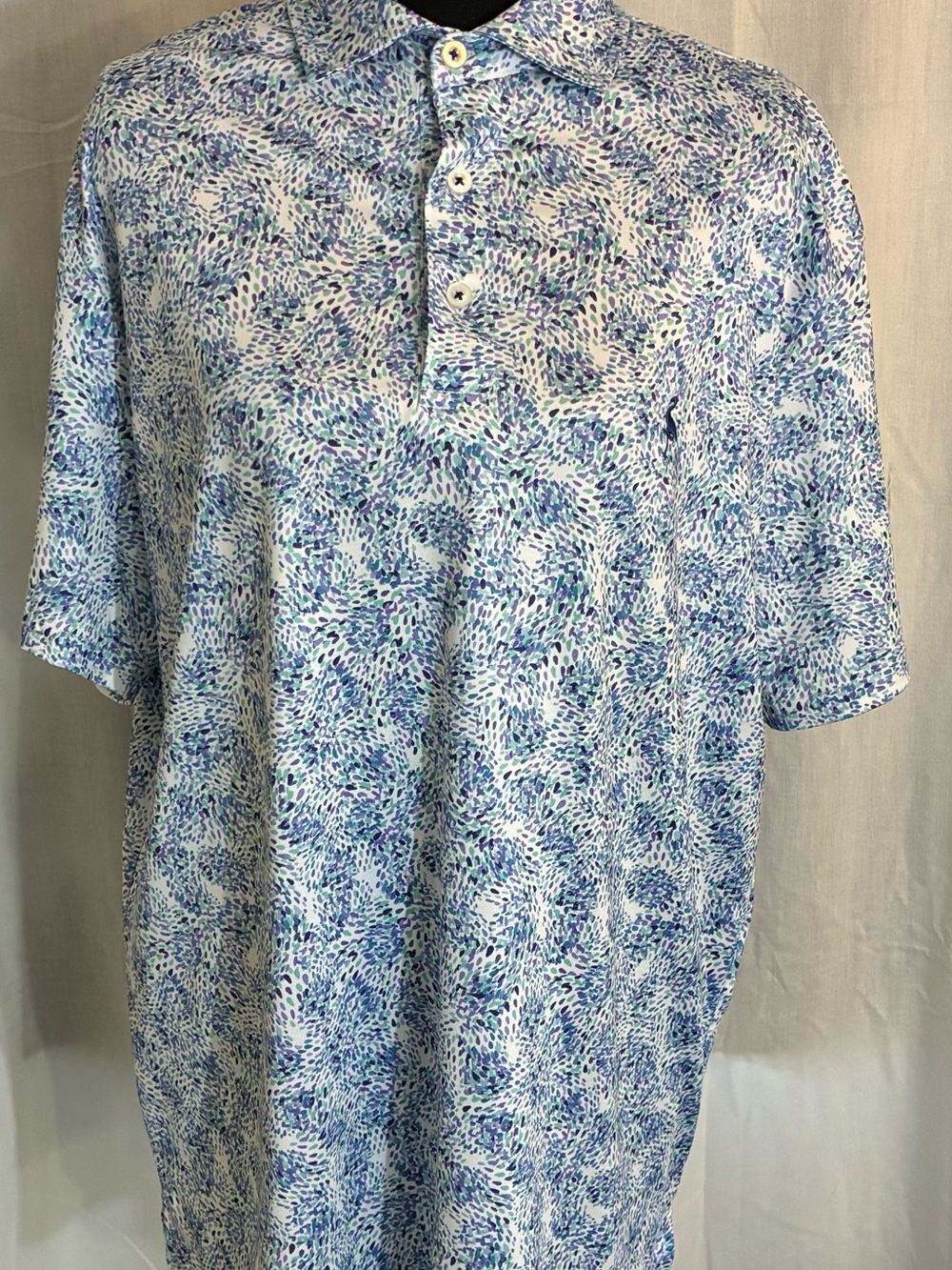 Tailor Byrd Golf Light Blue Printed Short-Sleeve Polo Golf Men’s shirt sz L